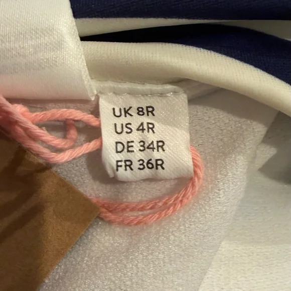 Boden Clean Sweetheart Swimsuit Navy Ivory Stripe Chevron 4R NWT - Picture 8 of 12